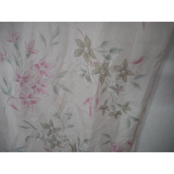 Vintage Sheer Pink Grey Green Floral rectangle scarf  Estate Find - Picture 3 of 5